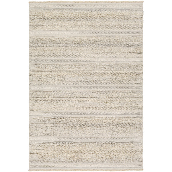 Birch Lane™ Nelle Striped Handmade Flatweave Wool Cream/Gray Area Rug & Reviews Wayfair